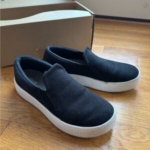Allbirds Lounger Lift Black Slip-On Canvas Shoes women’s size 9.5
